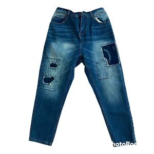 New Japan Monthorigin Baggy Moms Patchwork Jeans